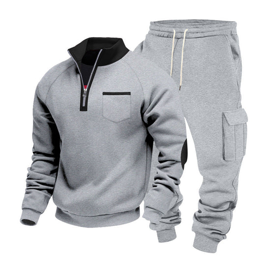 Herren Sportset Stehkragen Cargo-Hose Freizeitbekleidung - BerlinGlamour