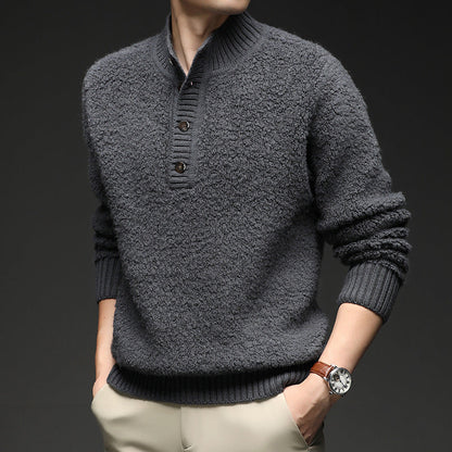 Herren Pullover Struktur Oberfläche Knopfverschluss Modern