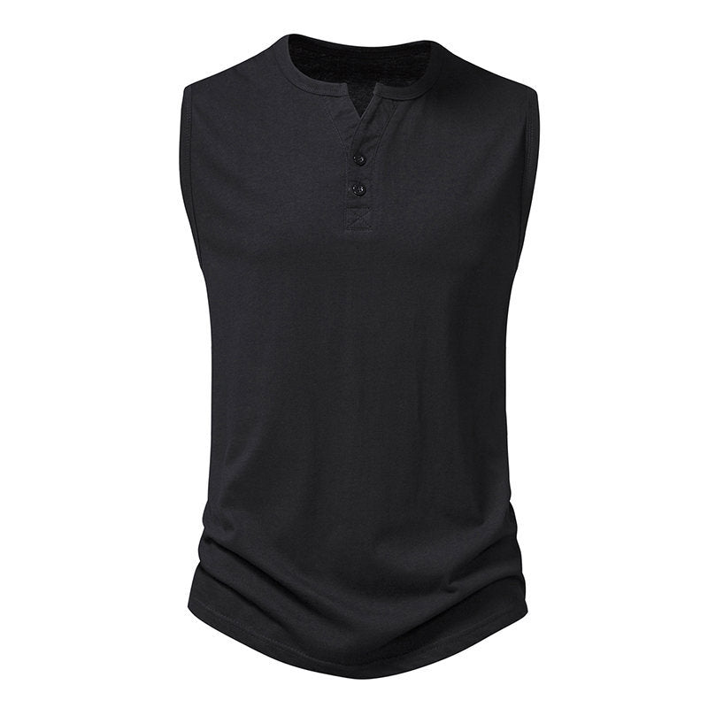 Herren Henley-Shirt Ärmellos Modern Knopfdesign Slimfit