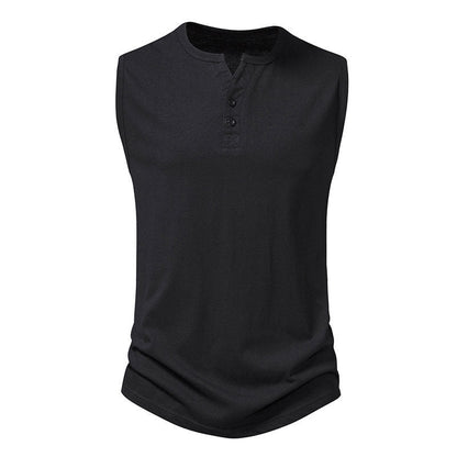 Herren Henley-Shirt Ärmellos Modern Knopfdesign Slimfit