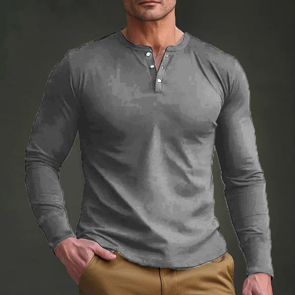 Herren Langarmshirt Henley T-Shirt Modern Berlin
