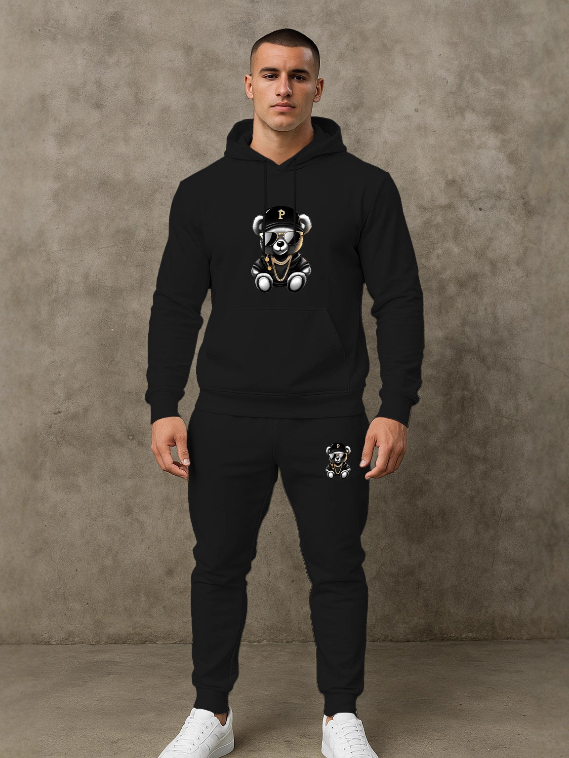 Herren Hoodie Set Streetwear Style Schwarz