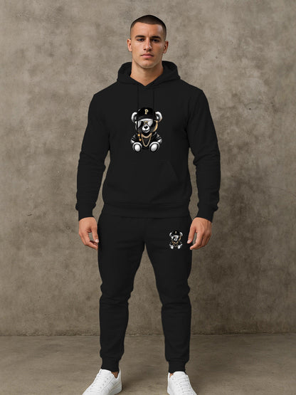 Herren Hoodie Set Streetwear Style Schwarz
