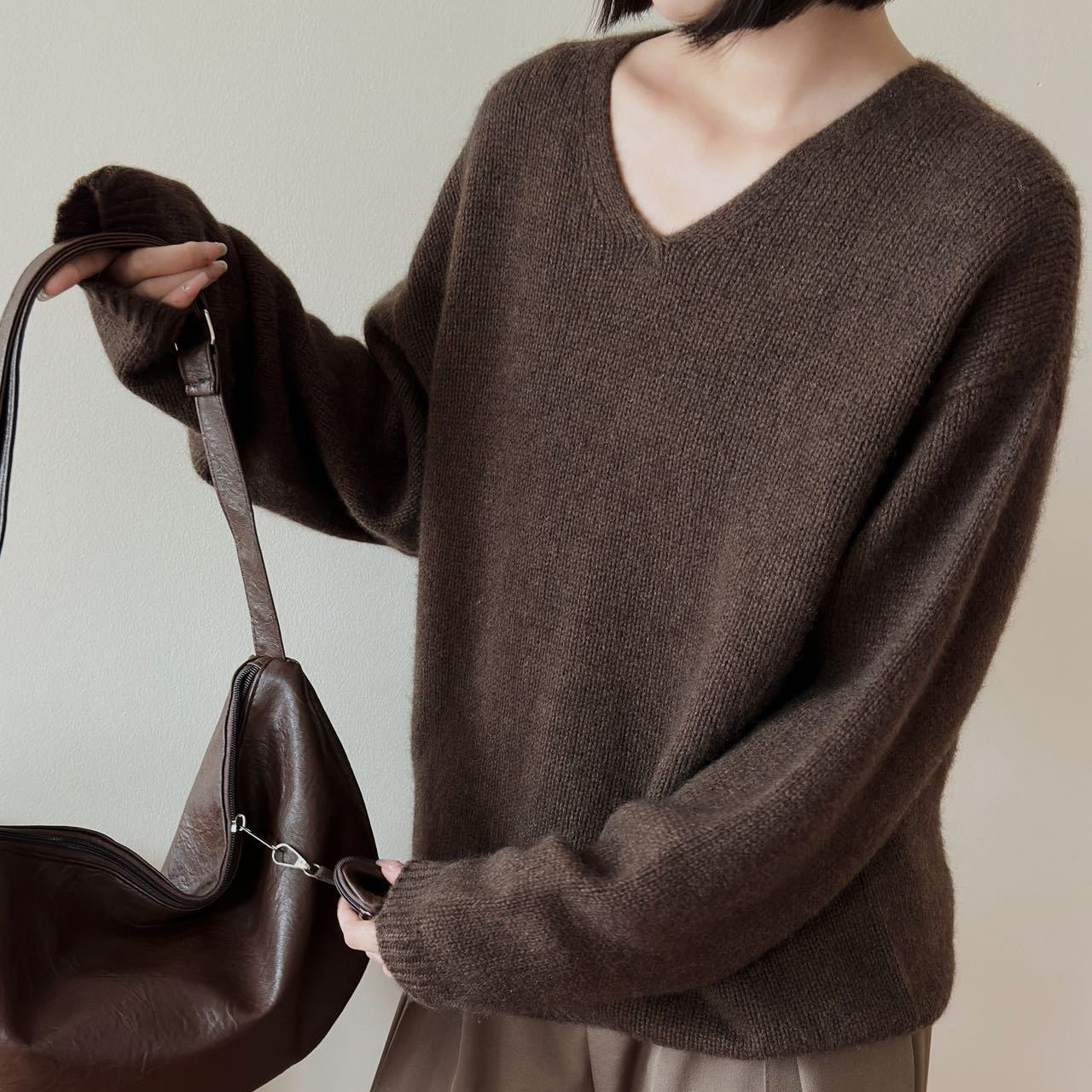 Eleganter V-Ausschnitt Pullover Damen Luxus Qualität