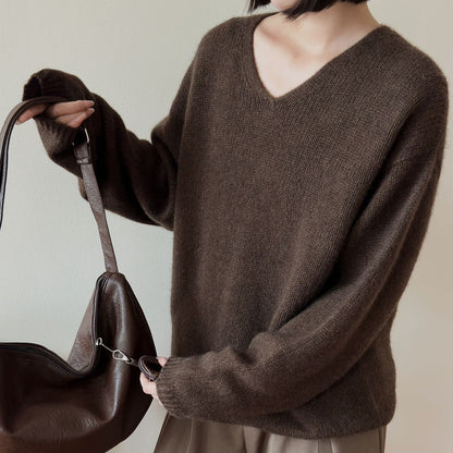 Eleganter V-Ausschnitt Pullover Damen Luxus Qualität
