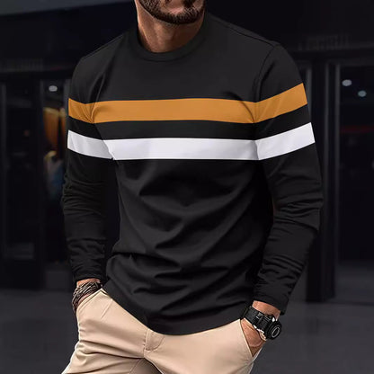Herren Langarmshirt Sportlich Streifen Modern