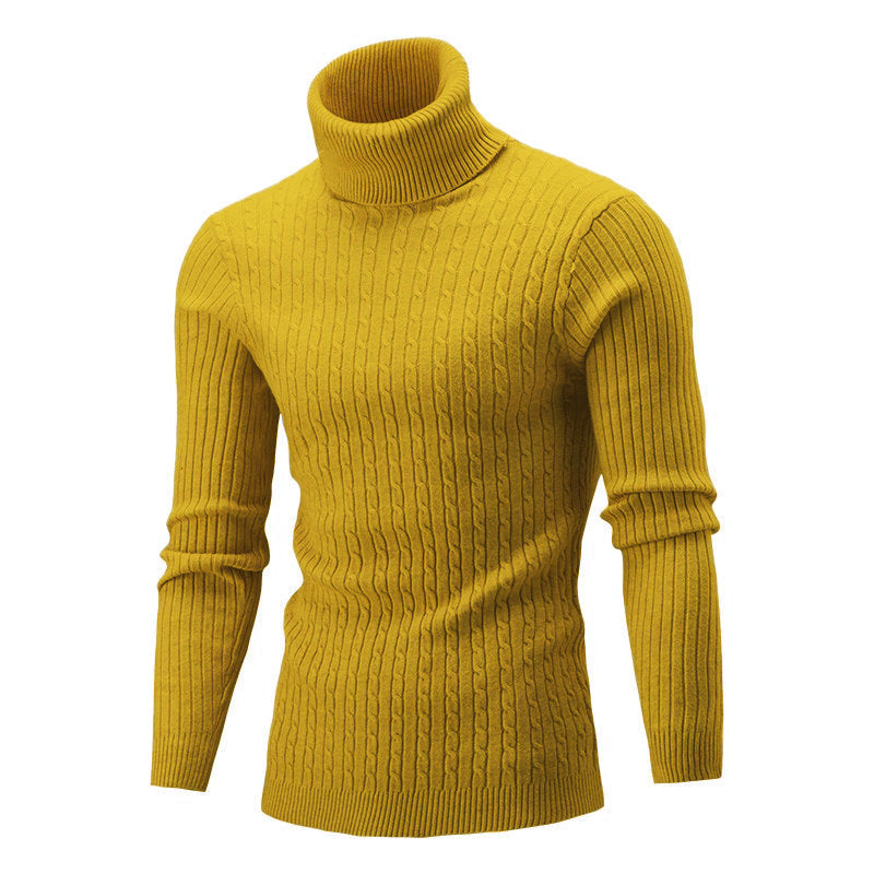 Herren Strickpullover Eleganter Stehkragen Zopfmuster Modern