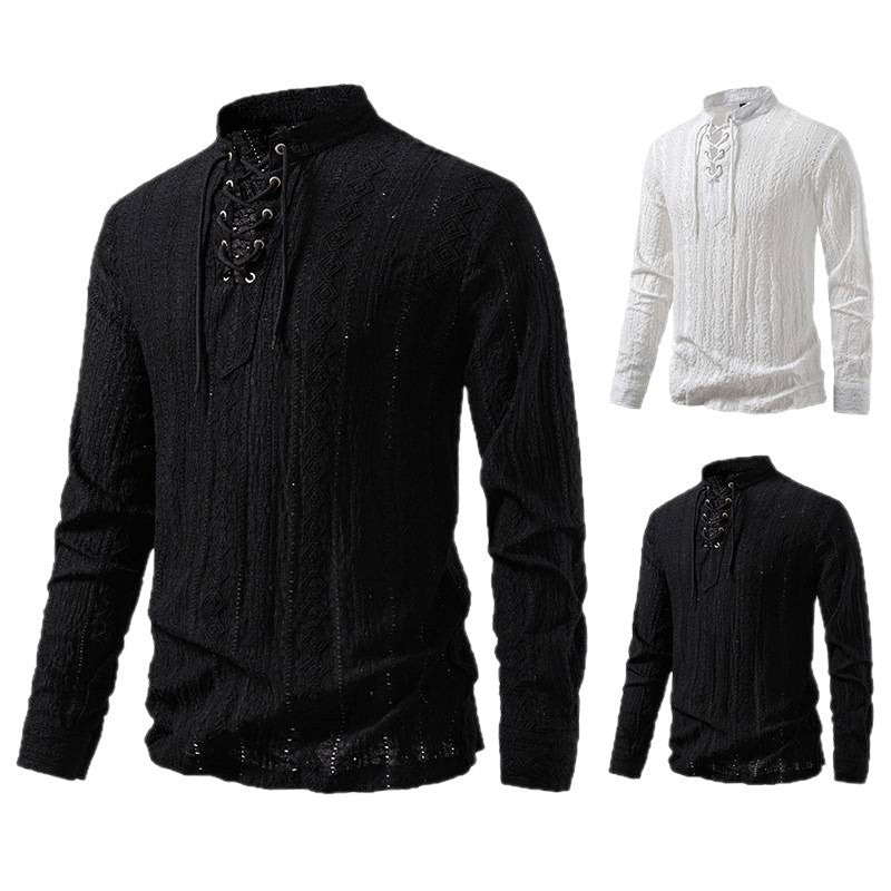 Herren Langarmshirt mit Schnürdetail Modern Berlin