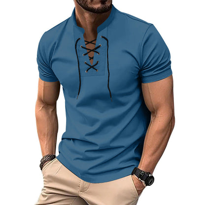 Herren Poloshirt Lässig Mit Schnürung Modern Style
