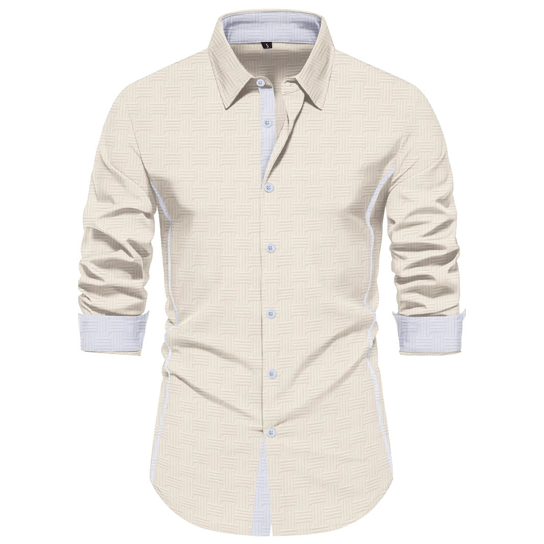 Herren Langarmhemd Modern mit Strukturdesign Elegant