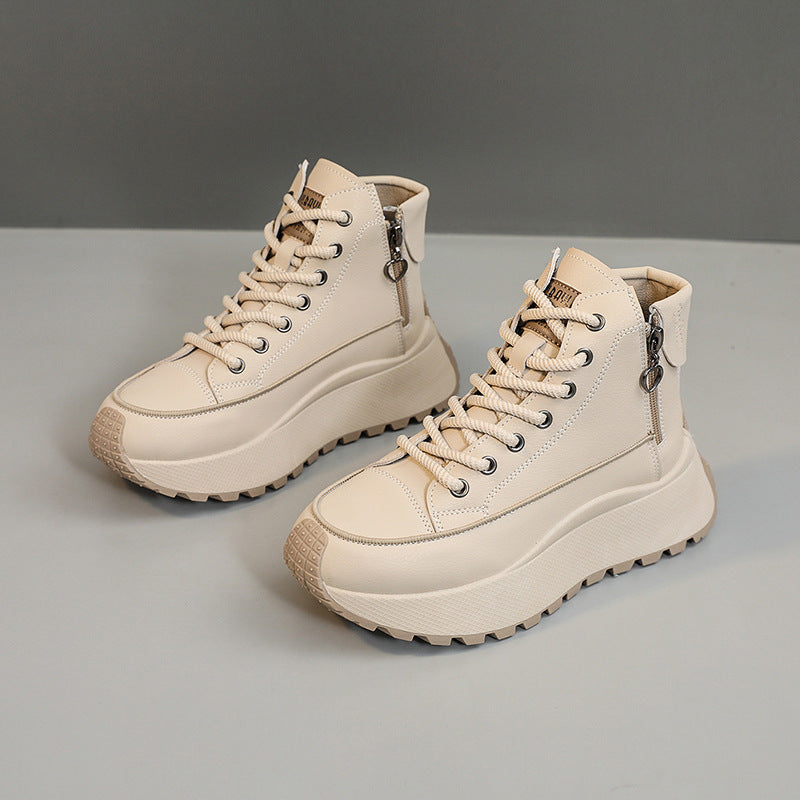 Damen Sneaker High-Top Elegante Laufschuhe Mit Reißverschluss