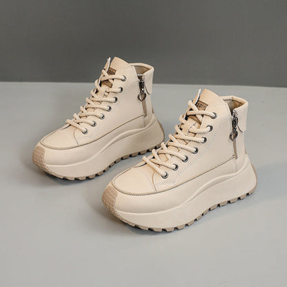 Damen Sneaker High-Top Elegante Laufschuhe Mit Reißverschluss