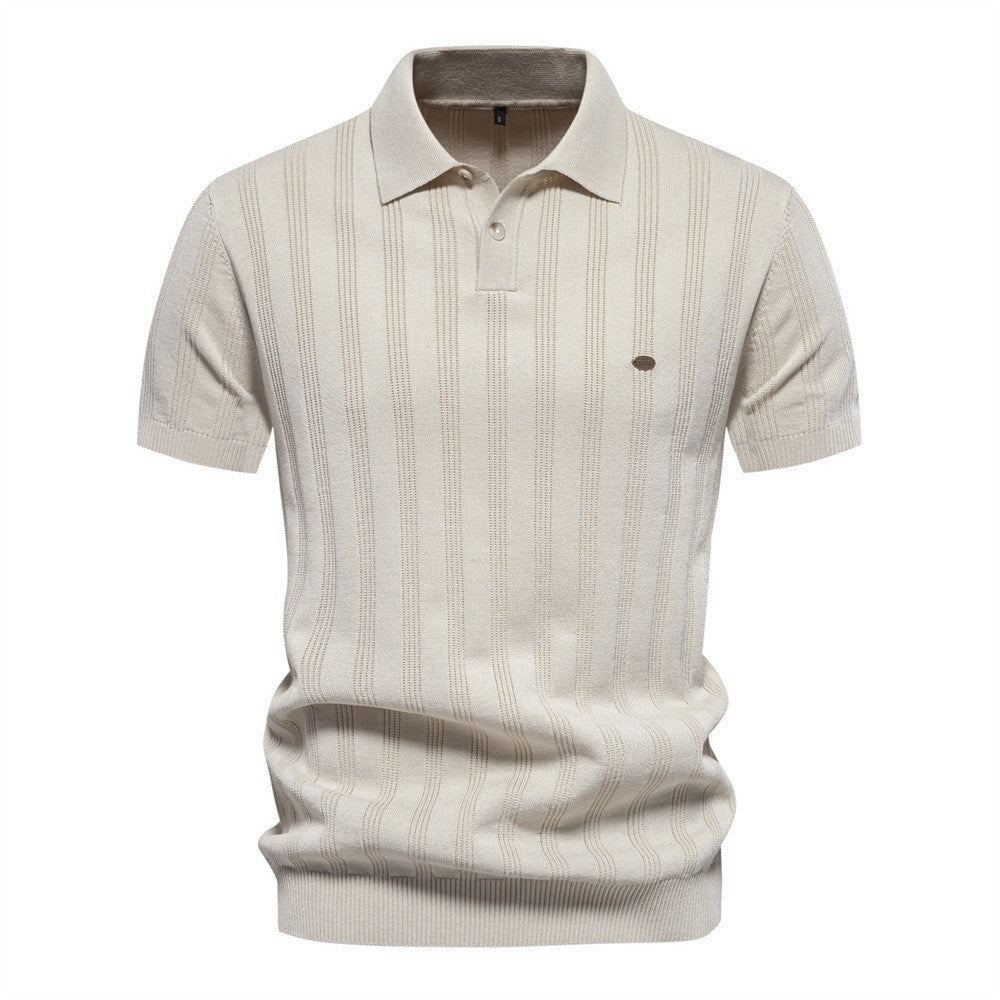 Herren Polo-Shirt Kurzarm Streifenmuster Modern
