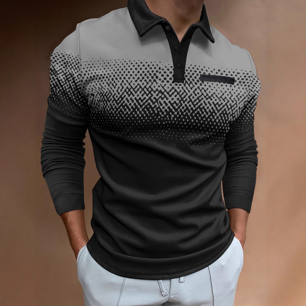 Herren Poloshirt Modern Farbverlauf Kontrastdetails Stylisch