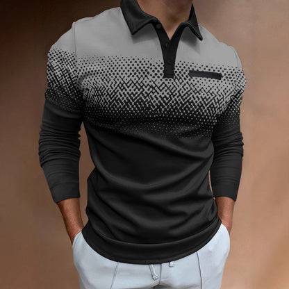 Herren Poloshirt Modern Farbverlauf Kontrastdetails Stylisch