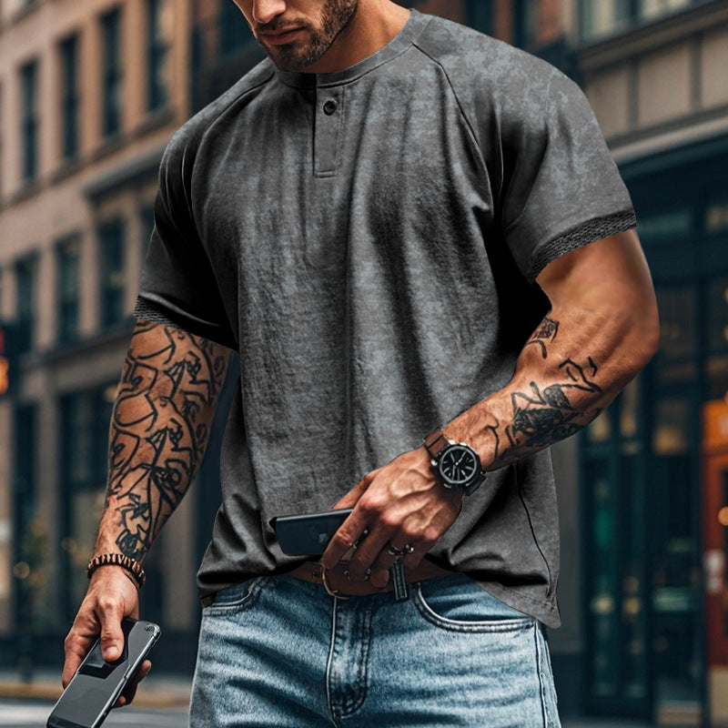 Herren Kurzarm T-Shirt lässig Casual mit Struktur