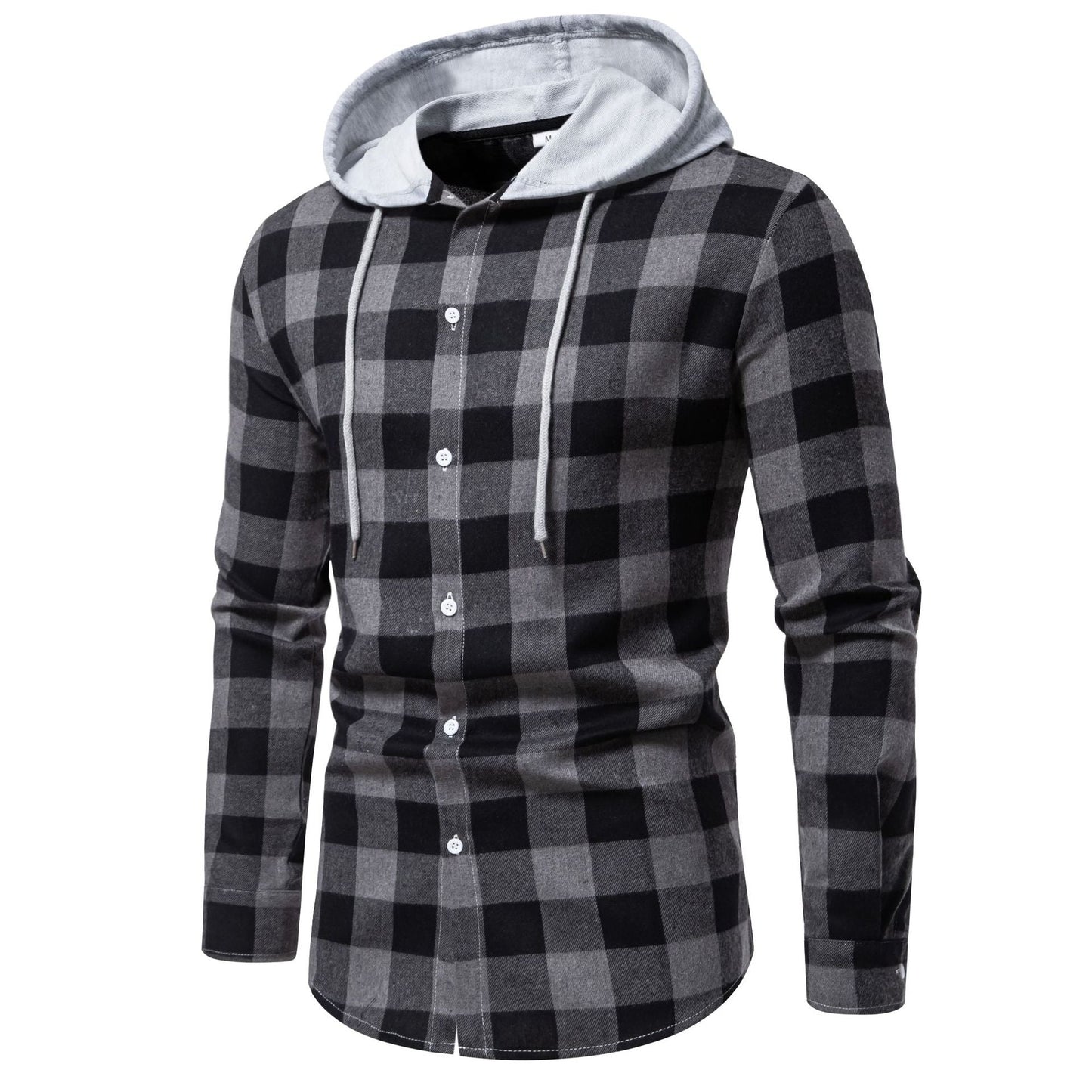 Herren Karo-Hemdjacke Modern mit Kapuze und Hoodie Style