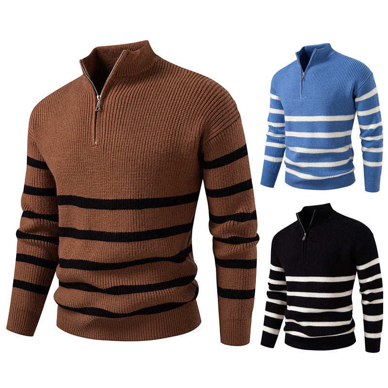 Herren Pullover Strick Modern Gestreift - BerlinGlamour