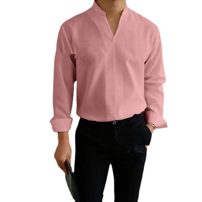 Herren Hemd Langarm Moderner Mandarin Kragen Elegantes Design