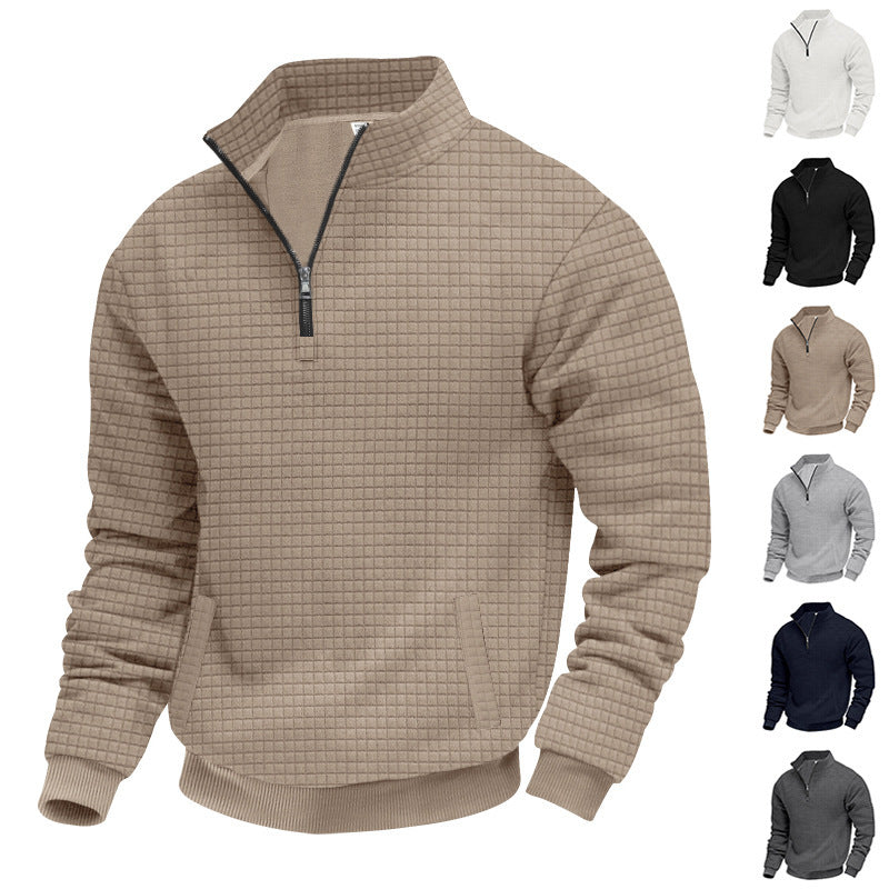 Herren Pullover Sportlich Halbzipper Taschen - BerlinGlamour