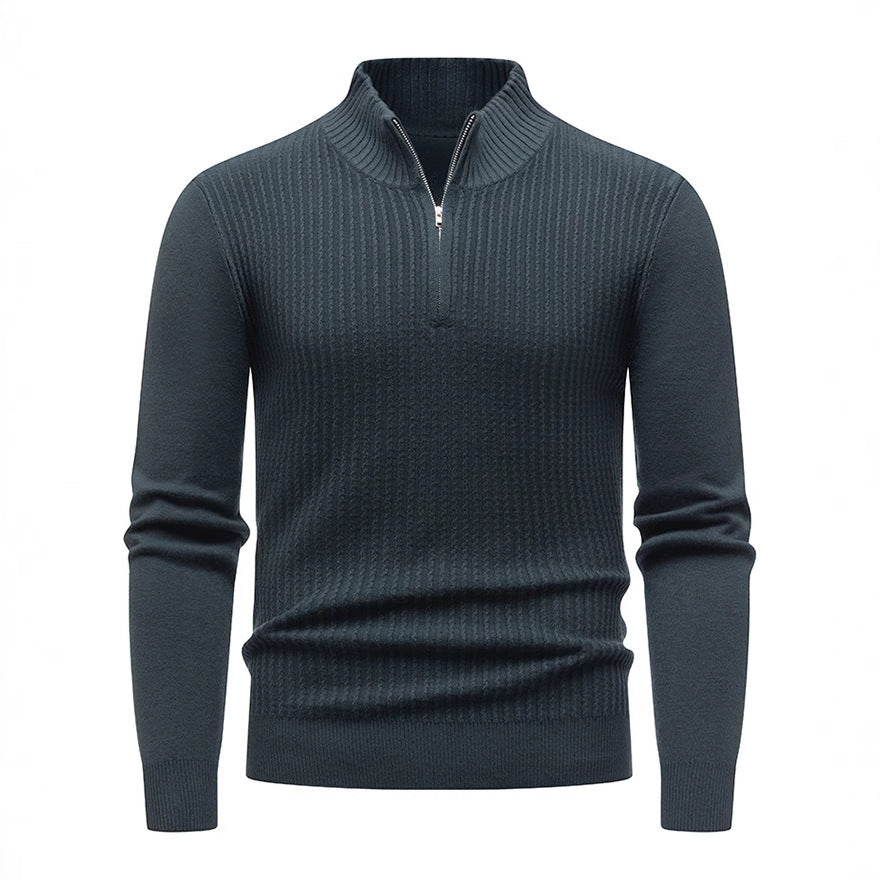 Herren Strickpullover Stehkragen Modern Rippmuster