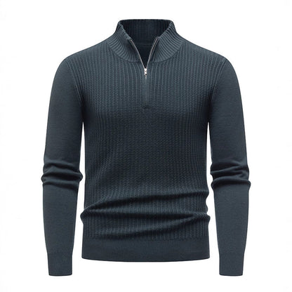 Herren Strickpullover Stehkragen Modern Rippmuster