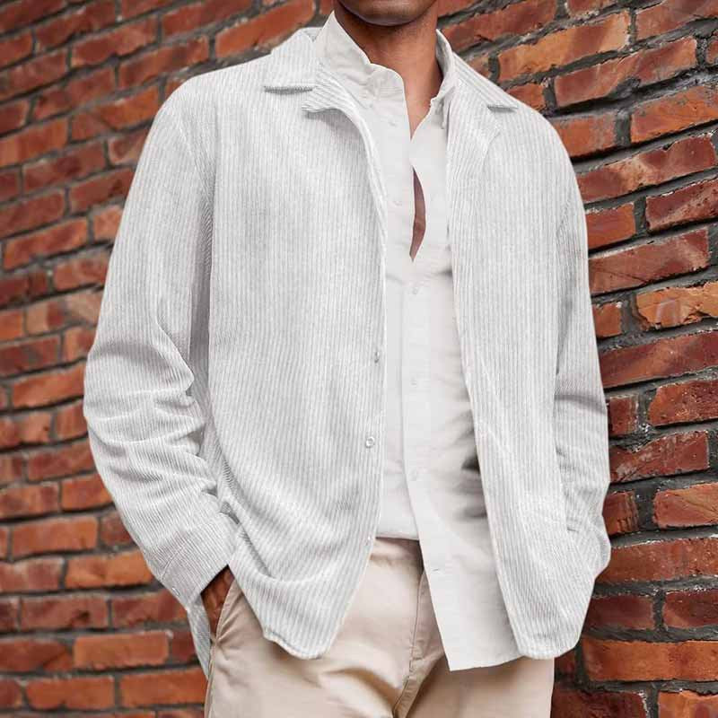Herren Cordjacke Lässig Offener Kragen Strukturiert