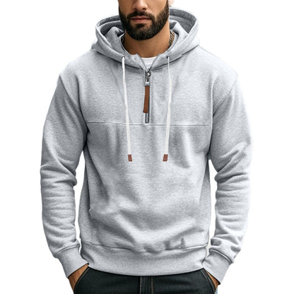 Herren Kapuzenpullover Halbzipper Taschen Funktionell Schwarz