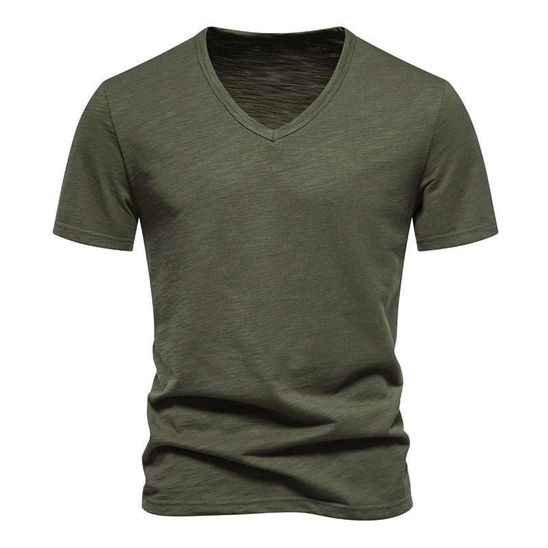 Herren T-Shirt V-Ausschnitt atmungsaktiv Baumwolle Komfort Fit