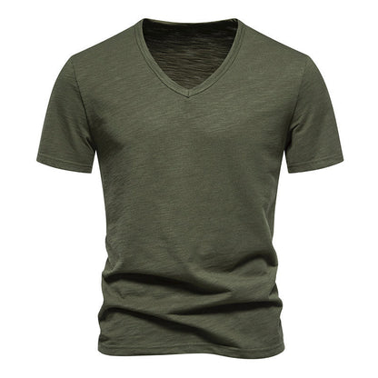Herren T-Shirt V-Ausschnitt atmungsaktiv Baumwolle Komfort Fit