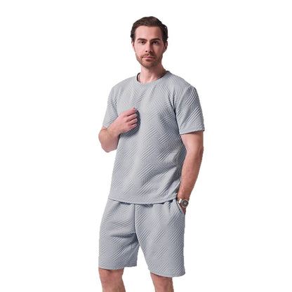 Herren Sport Set: Freizeit T-Shirt und Shorts mit Relief-Oberfläche