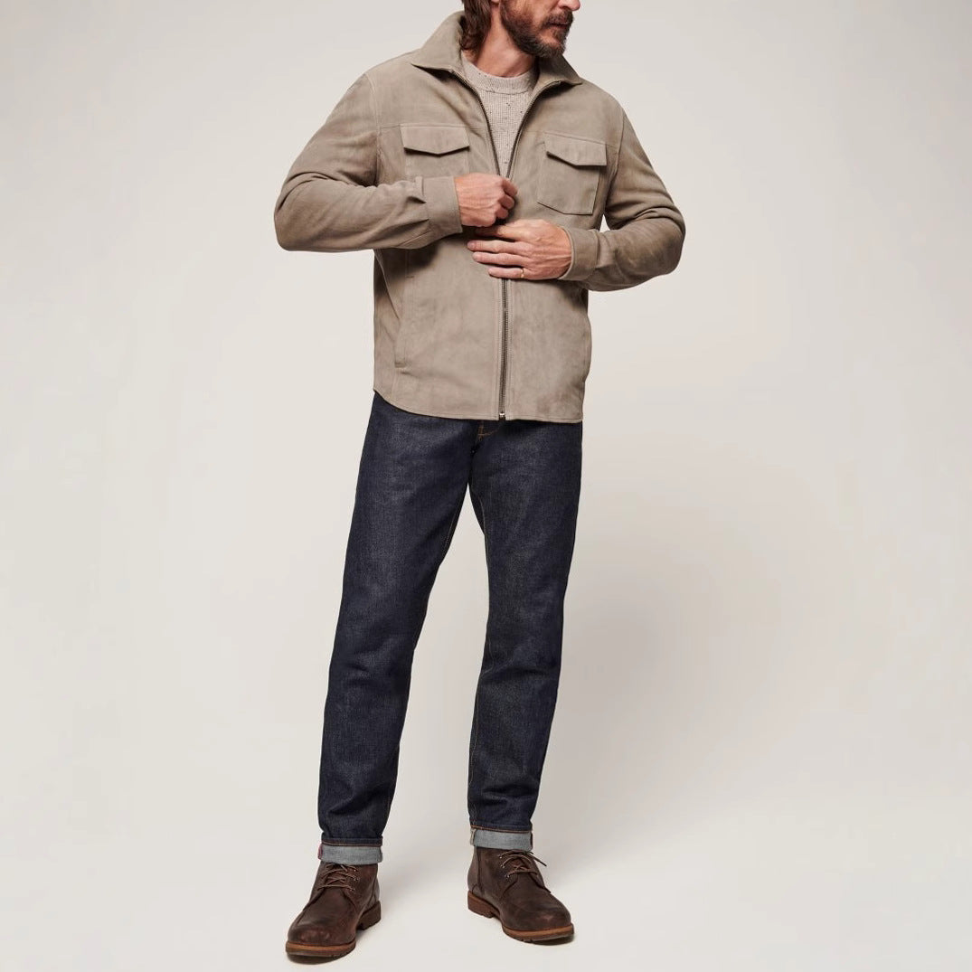 Herren Lederjacke Wildleder Schnitt Berlin Elegant