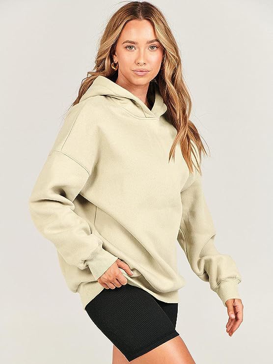Damen Kapuzenpullover Großgemustert Weich Fleece Oversized