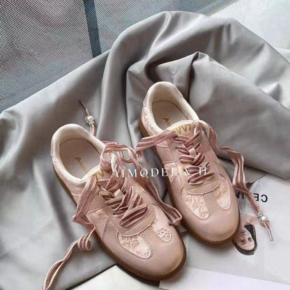 Damen Sneaker Modisch Floralmuster Schnürsenkel