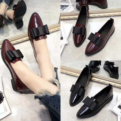 Elegante Damen Ballerinas aus Leder mit Schleife - BerlinGlamour