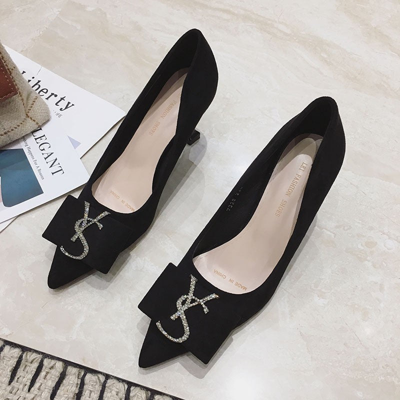 Damen Pumps Hochhackig mit Blockabsatz und Druckknöpfen Elegant