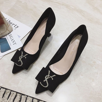 Damen Pumps Hochhackig mit Blockabsatz und Druckknöpfen Elegant