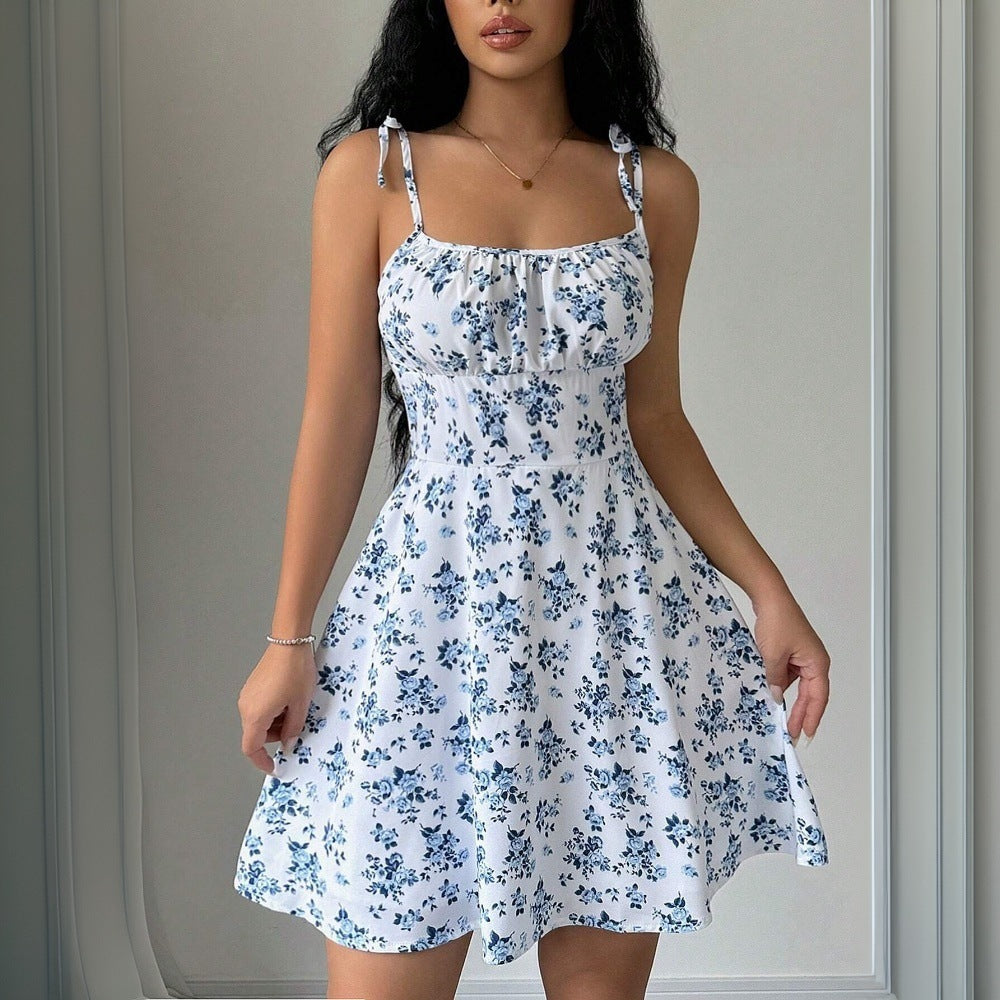 Sommerkleid Damen Leicht Verstellbare Träger Floral Modern