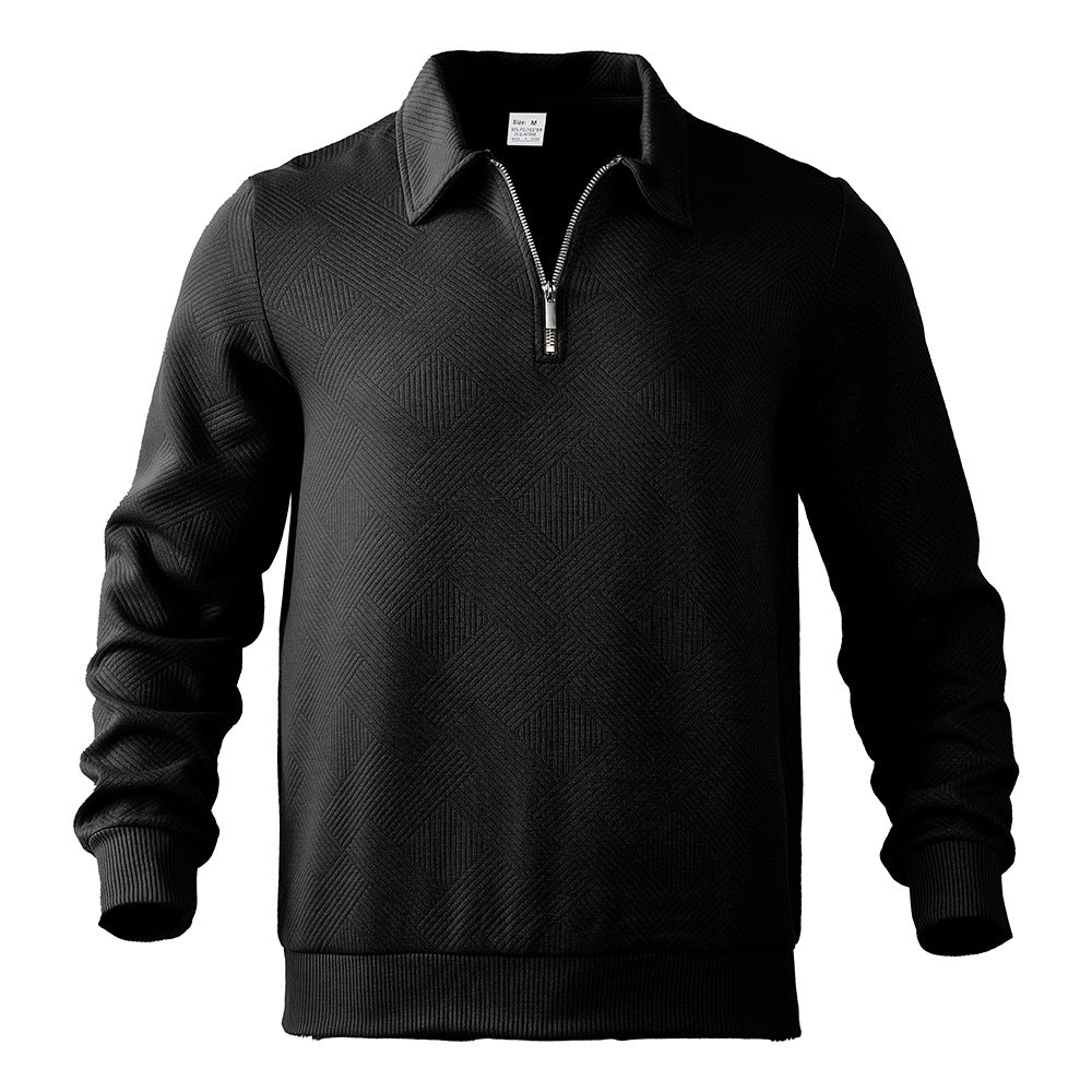 Herren Pullover Stehkragen Reißverschluss Strukturiert Elegant