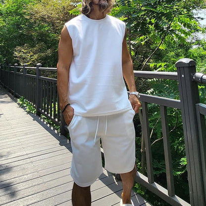 Herren Sweatshirt Kurzarm Set Sportlich Leicht Sommer
