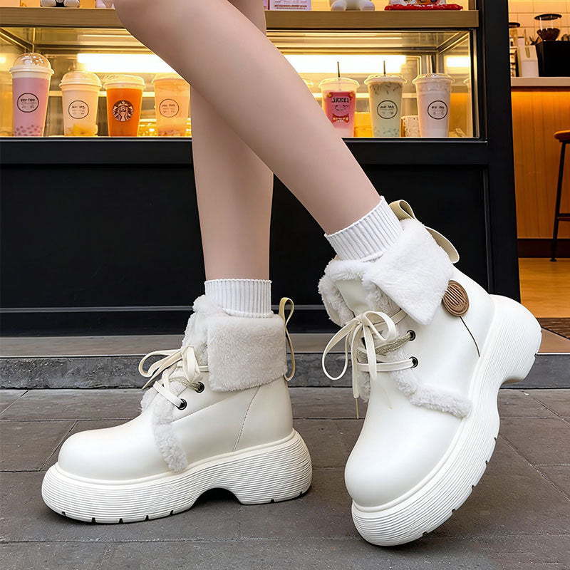 Damen Winterboots Warm Kuschelig Rutschfest Plateau