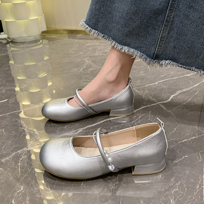 Damen Ballerinas Elegante Perlenschmuck Schuhe