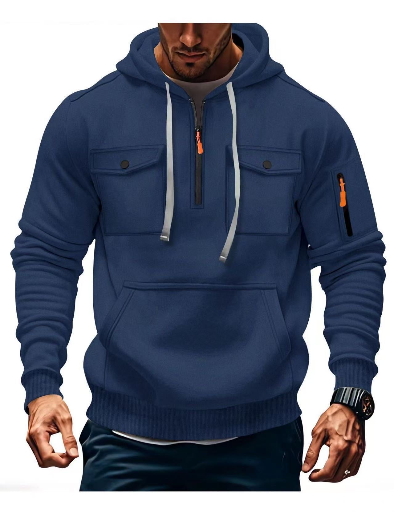 Herren Hoodie Funktionsjacke Mit Taschen Sportlich Modern