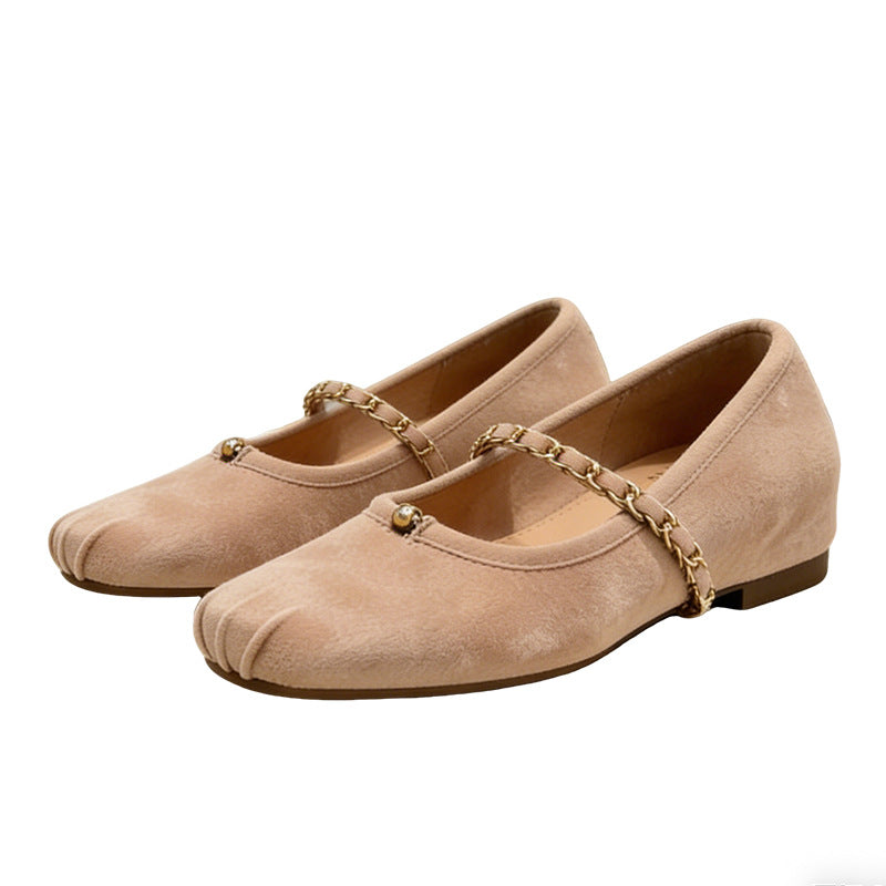 Damen Ballerinas Elegante mit Kettenriemen Bequem