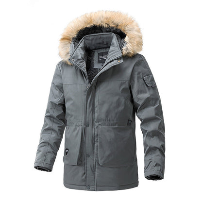 Herren Winterjacke Baumwoll Warm mit Abnehmbarer Kapuze