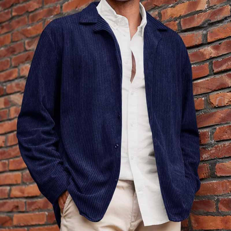 Herren Cordjacke Lässig Offener Kragen Strukturiert