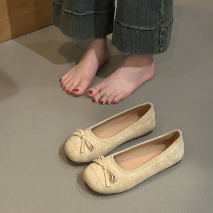 Damen Ballerina Schuhe Elegant Schleifen Detail