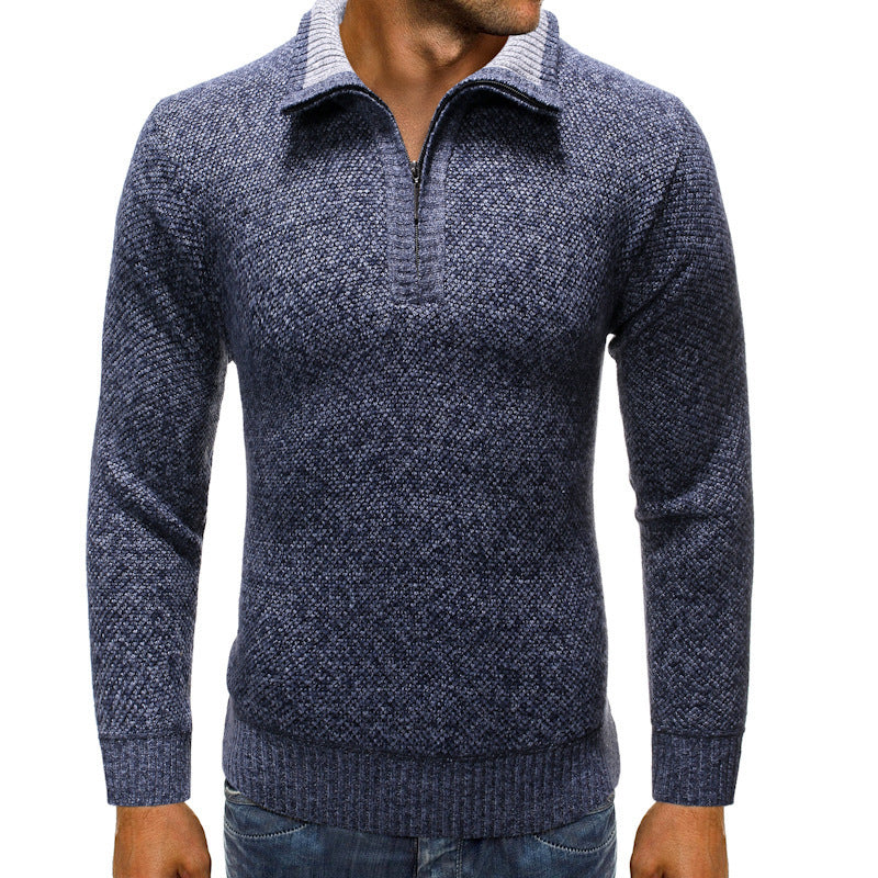 Herren Strickpullover Modern Stehkragen Reißverschluss Elegant