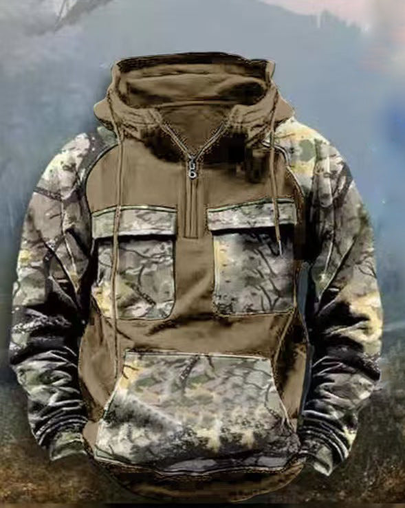 Herren Camo Kapuzenpullover Funktionsshirt Sportlich