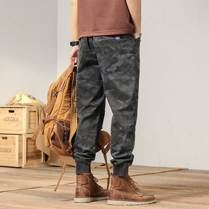 Herren Cargo-Hose Camouflage Elastic mit Taschen
